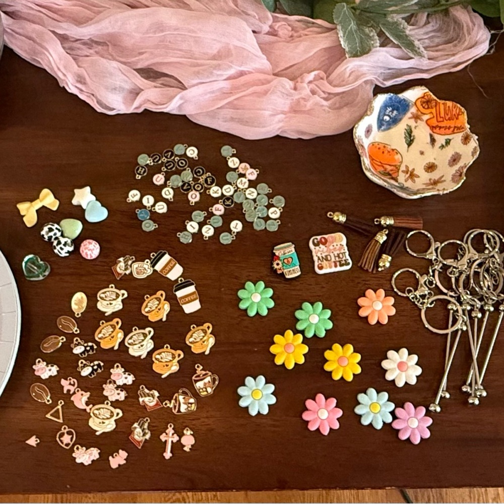 Lot of Gilmore Girls Party Supplies Coffee Charms Beads Keychains